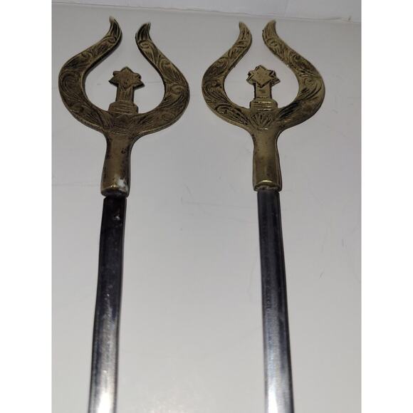 Tarzan Inox Turkey Vtg Set of 9 Stainless Steel Brass Shish Kabob Skewers (9) - Picture 4 of 8